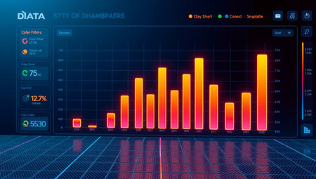 Futuristic HUD interface with bar chart. Futuristic user interface.