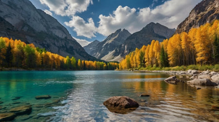 Mountain lake in the autumn. Beautiful mountain lake in the autumn.