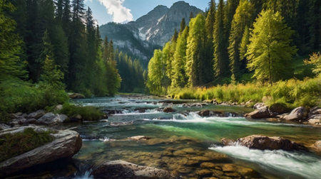 Mountain river in the highlands of the Altai Republic.の写真素材