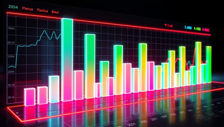 3d rendering graph of stock market financial indicator on digital screen background