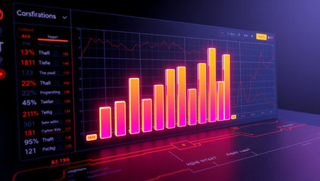3d rendering of stock market graph on computer screen. Stock market concept
