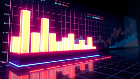 3d rendering of stock market graph on virtual screen. Business and financial concept.