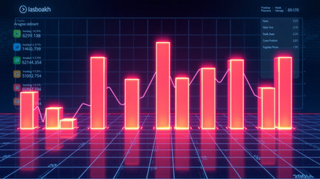 3d rendering of bar chart in digital screen. Stock market concept
