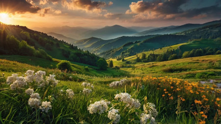 Beautiful summer landscape in the Carpathian Mountains, Ukraine.