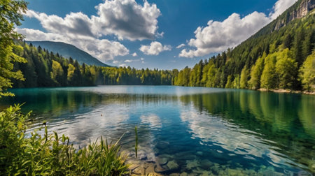 Beautiful view of alpine lake in Alps, Bavaria, Germany