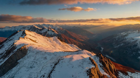 Panoramic view of the Alps in the morning, Switzerland.の写真素材