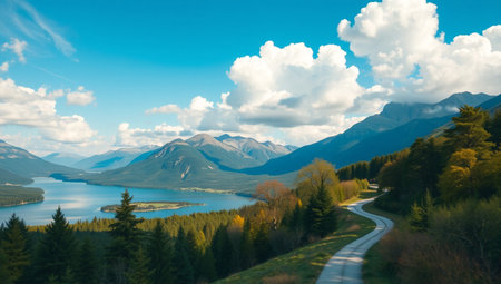 Panoramic view of Lake Wakatipu, Queenstown, New Zealandの写真素材