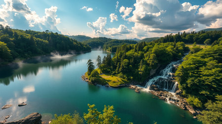 Panoramic view of Plitvice Lakes National Park, Croatiaの写真素材