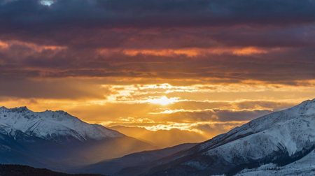 Sunset in the mountains of the Caucasus. Russia, Krasnaya Polyana