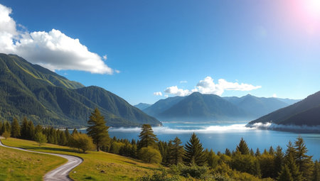 panoramic view of lake and mountains