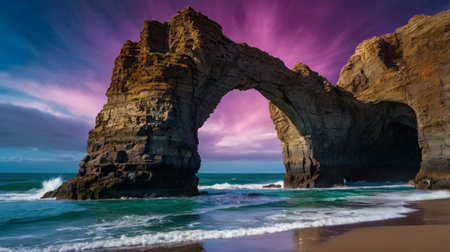 Panorama of the beach and cliffs