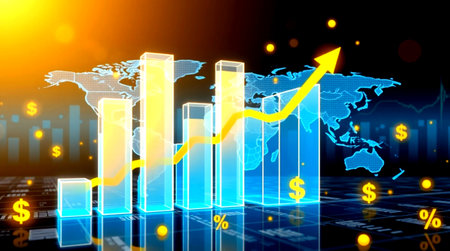 financial graph on world map background,business finance and trade concept.