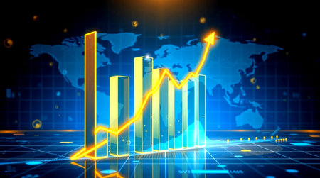 financial graph on world map background. 3d rendering and illustration.