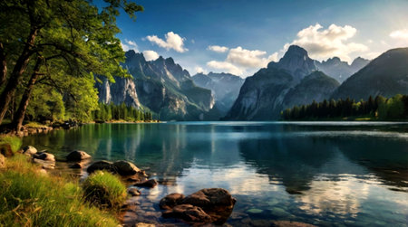 Panoramic view of lake braies in south tyrol, italy