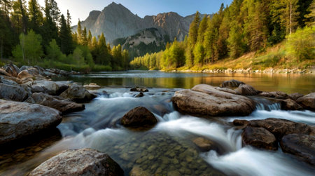 Mountain river in the Dolomites, Italy.