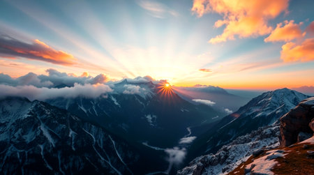 Sunset in the mountains of the Caucasus. Krasnaya Polyana