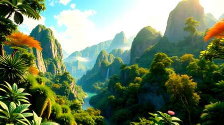 Beautiful landscape of karst mountains in the morning, China