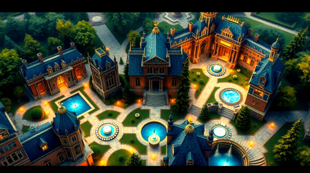 3d render of fantasy castle in the forest. 3d illustration