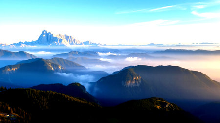 Sunrise over the clouds.
