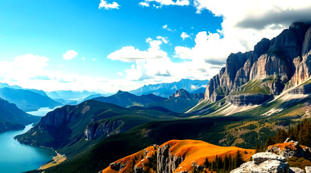 Dolomites, Italy. Panoramic view of Dolomites.