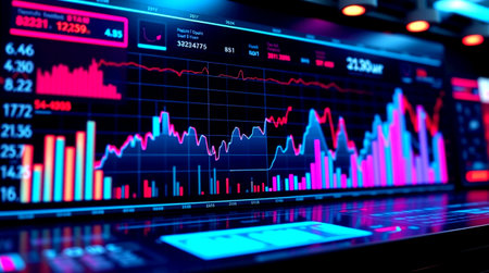 Stock market data on monitor. Abstract stock market data background. Stock market data on monitor....