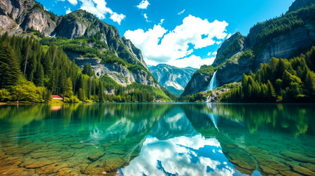 Landscape of lake braies in south tyrol, italy