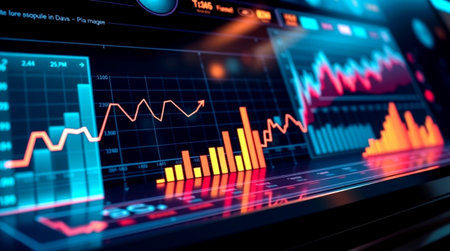 3D rendering of stock market financial indicator showing bullish point or bearish point, up trend or...