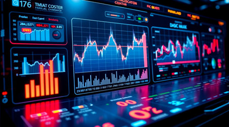 financial stock market chart on LED screen. Abstract financial stock market background.
