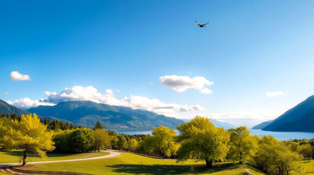 Landscape of Lake Wakatipu, Queenstown, New Zealandの写真素材