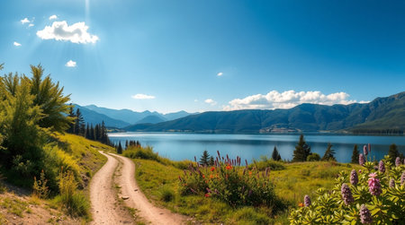 Panoramic view of Lake Wakatipu, Queenstown, New Zealand