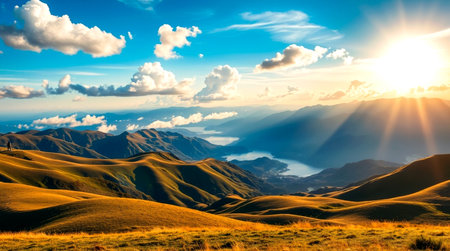 Sunset in the mountains of Kyrgyzstan, Central Asia