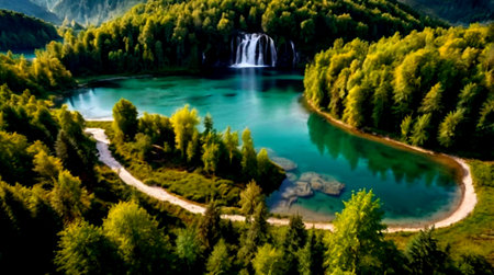 Panoramic view of Plitvice Lakes National Park, Croatia