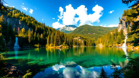 Beautiful lake in the Dolomites, Italy.の写真素材