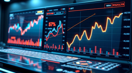 Stock market or forex trading graph and candlestick chart suitable for financial investment concept....