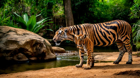 Tiger in the zoo, Thailand. (Panthera tigris altaica)