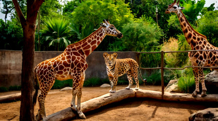 Giraffe and baby in zoo. Animal in the zoo.
