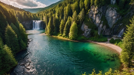 Aerial view of Plitvice Lakes National Park, Croatia.