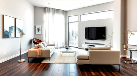 interior of modern bright living room, 3d rendering computer generated image