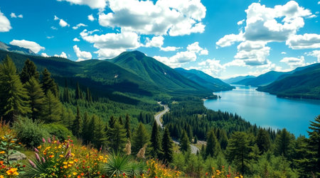 Panoramic view of Lake Louise, Banff National Park, Alberta, Canada