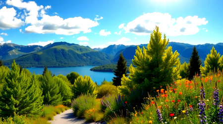 Beautiful view of Lake Wakatipu, Queenstown, New Zealandの写真素材
