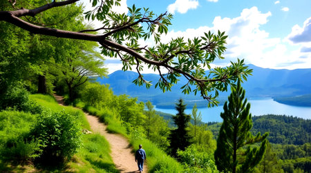 Hiking trail in Carpathian mountains. Ukraine, Europe.の写真素材