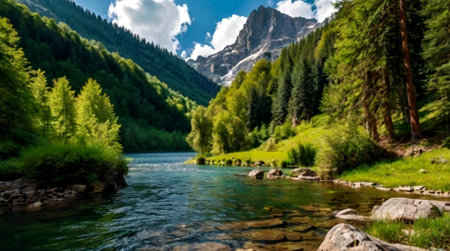 Mountain river in the highlands.