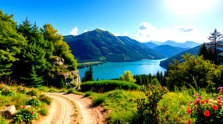 Beautiful summer landscape of Lake Wakatipu, Queenstown, New Zealand