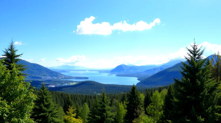 Panoramic view of a lake in California, USA.