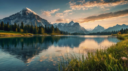 Panoramic view of a national park in Wyoming, USAの写真素材