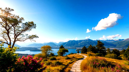 Landscape of Lake Wakatipu, Queenstown, New Zealand