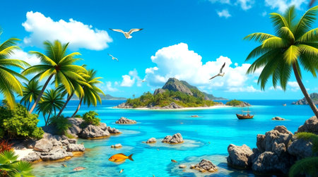 Tropical island at Seychelles - nature and travel background