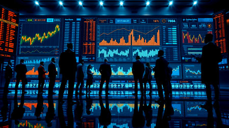Business People Stock Exchange Trading Forex Finance Graphic Concept. 3D Rendering