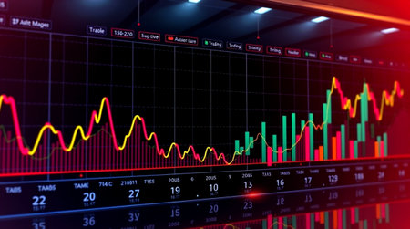 Stock market or forex trading graph and candlestick chart suitable for financial investment concept....