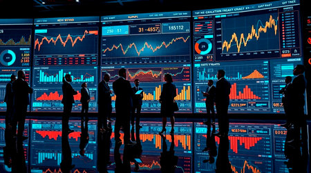 Stock Market Exchange Trading Forex Finance Graphic Concept. Economy trends background for business idea and all art work design.の写真素材